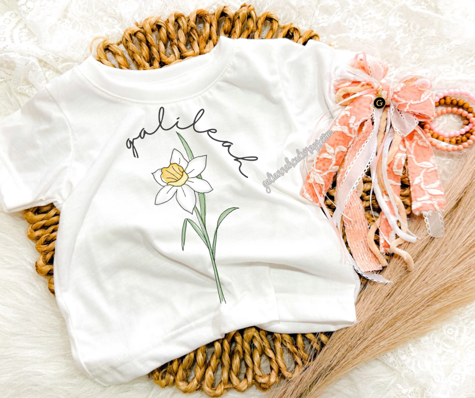 PERSONALIZED BIRTH FLOWER WITH NAME - KIDS TEE *leave name birth month in notes