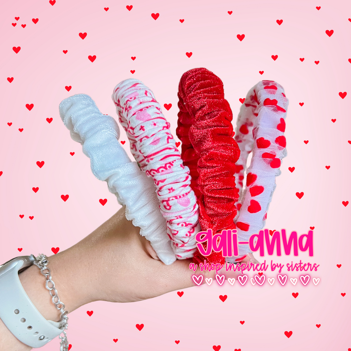 VDAY REDS- SCRUNCHED NANA BANDS