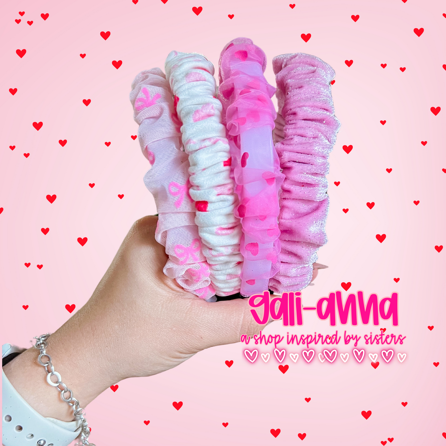 VDAY PINKS- SCRUNCHED NANA BANDS