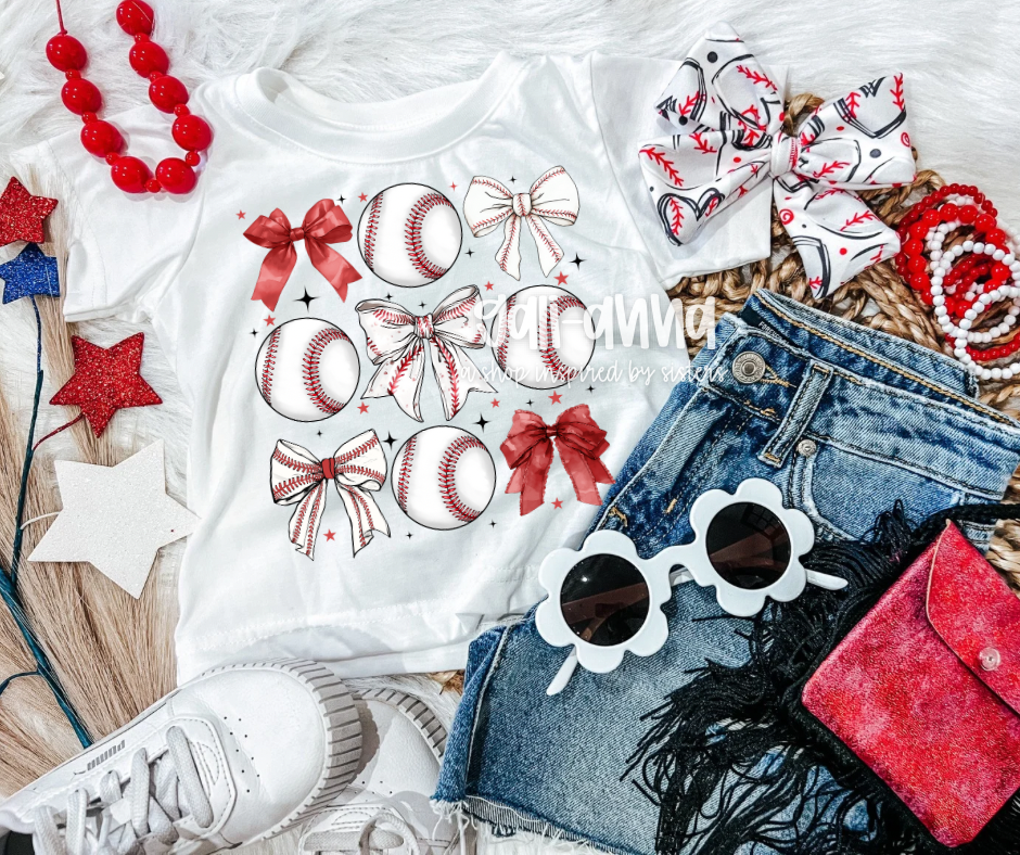 BASEBALL HEART STITCH- NOT SO DAINTY BOW