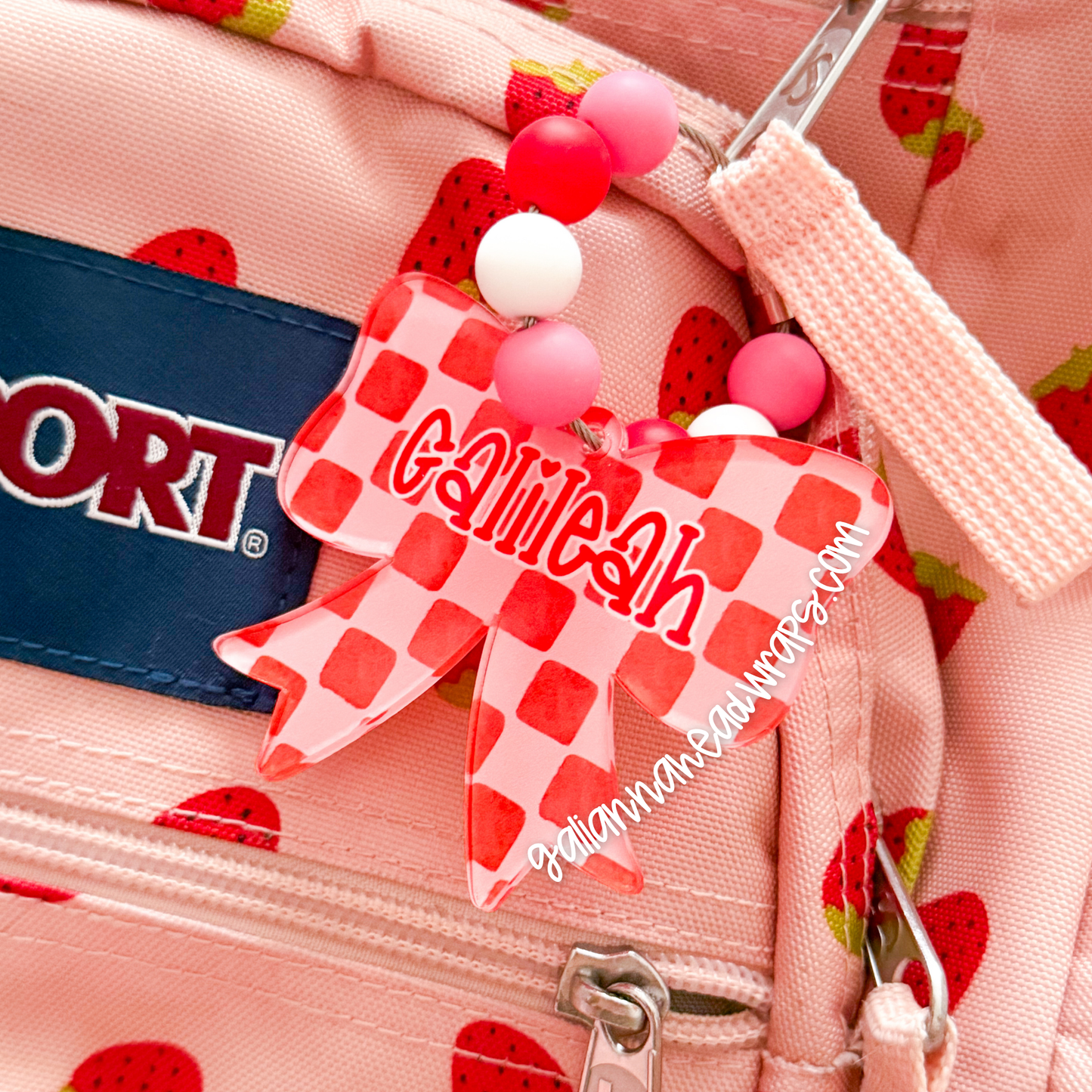 BOW ACRYLIC PERSONALIZED BAG TAG