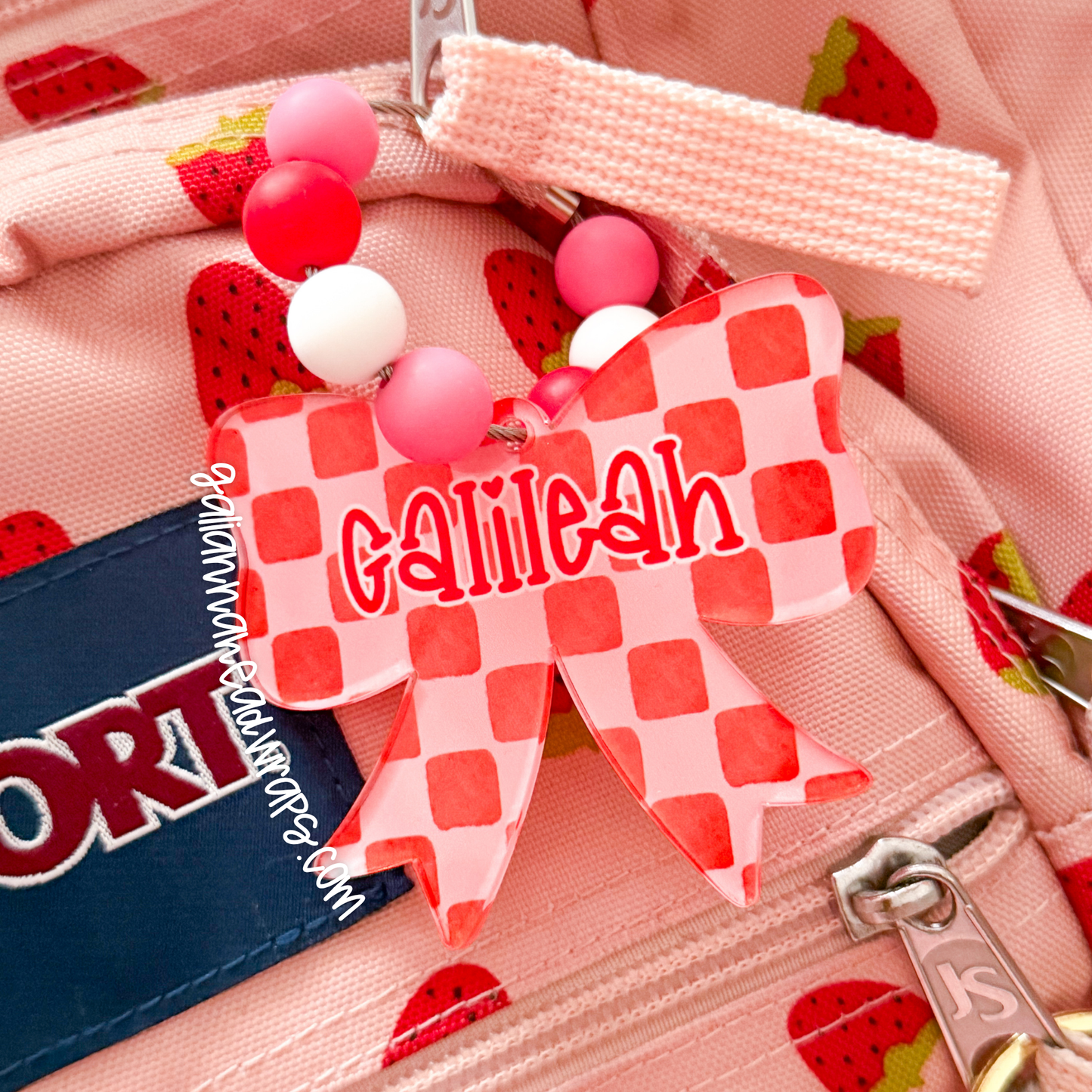 BOW ACRYLIC PERSONALIZED BAG TAG