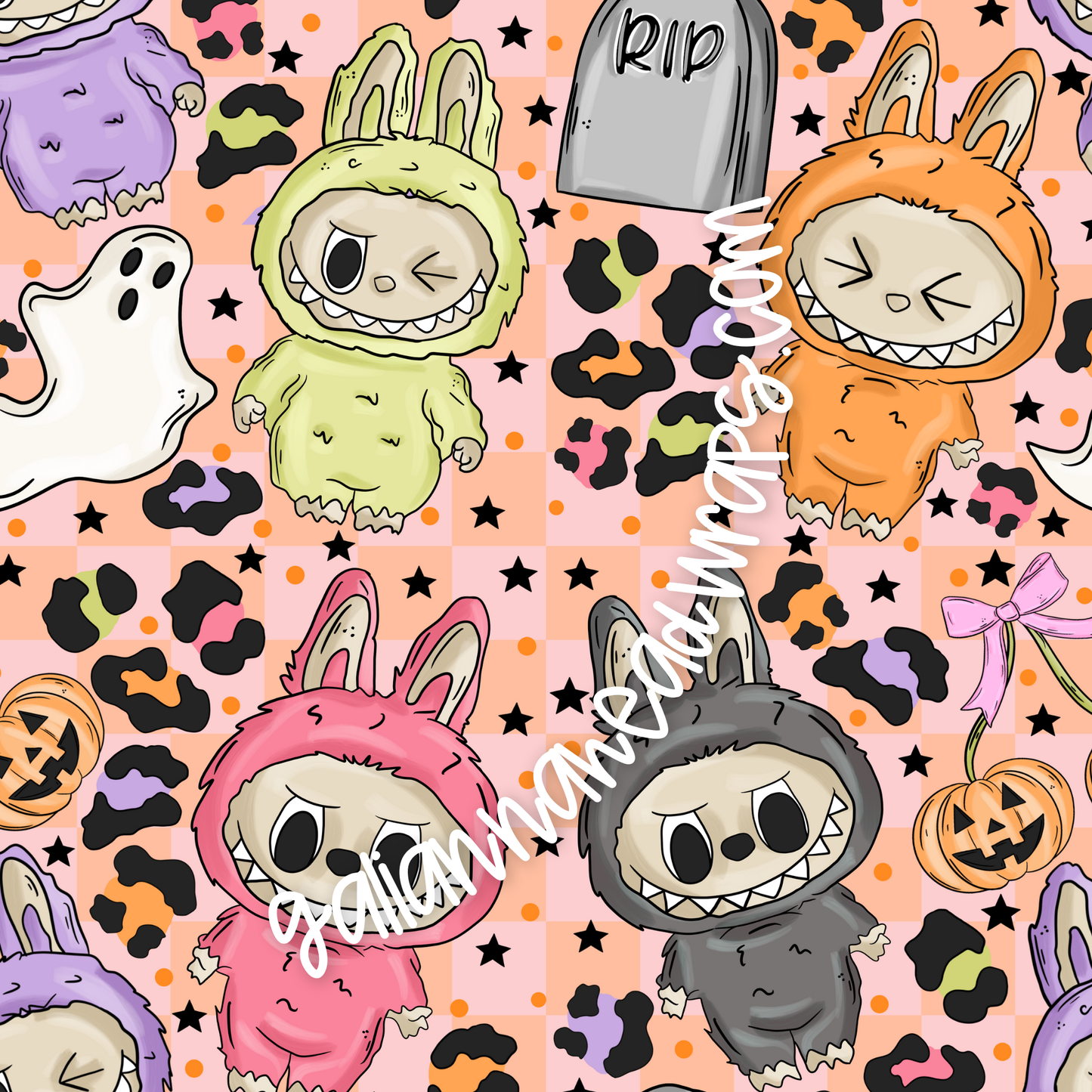 VIP PERK PRINT- SPOOKY MONSTERS CHECK COLORWAY *MWG