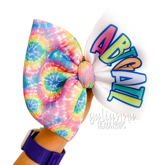 SUMMER TIE DYE TWO TONE NAME BOW