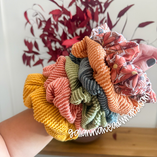 FLORAL/ URBAN RIB FALL SOLIDS SCRUNCHIES