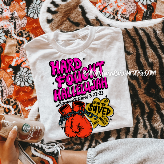 HARD FOUGHT HALLELUJAH ADULT TEE *PINK COLORWAY