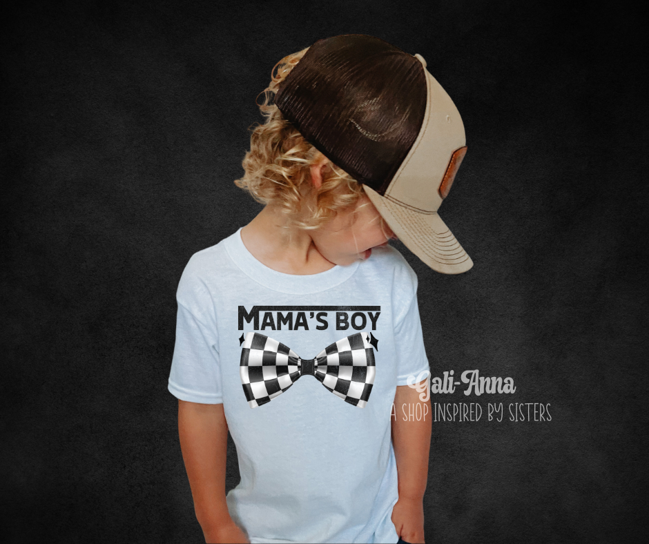 CHECKERED MAMA'S BOY KIDS TEE