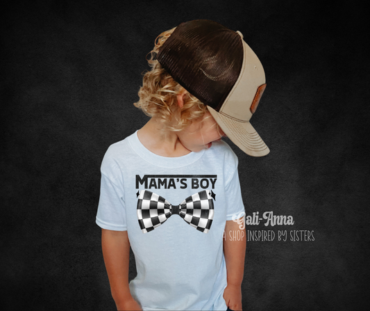 CHECKERED MAMA'S BOY KIDS TEE