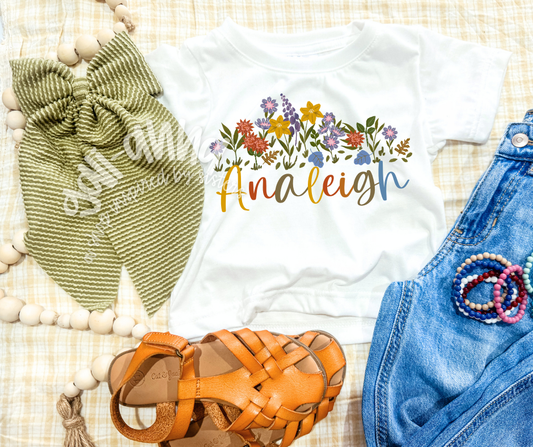 PERSONALIZED FALL FLORAL KIDS TEE