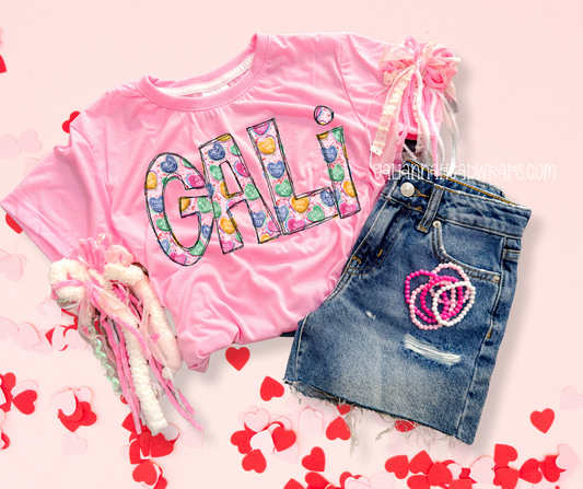PERSONALIZED VDAY HEARTS - KIDS TEE