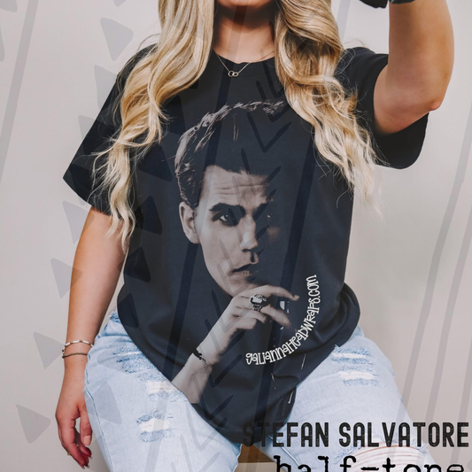 HALFTONE STEFAN TVD  -  BLACK ADULT TEE