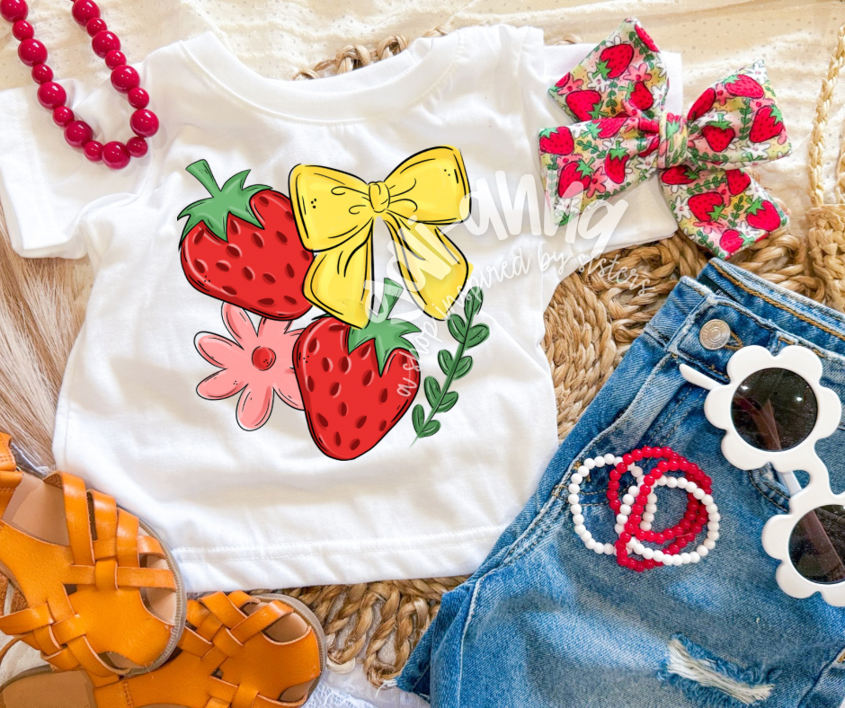 STRAWBERRY FLORAL   - NOT SO DAINTY BOW