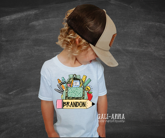 BOYS BACKPACK NAME TEE