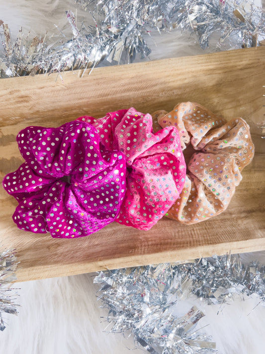 SPARKLY TRIO DROP SCRUNCHIES