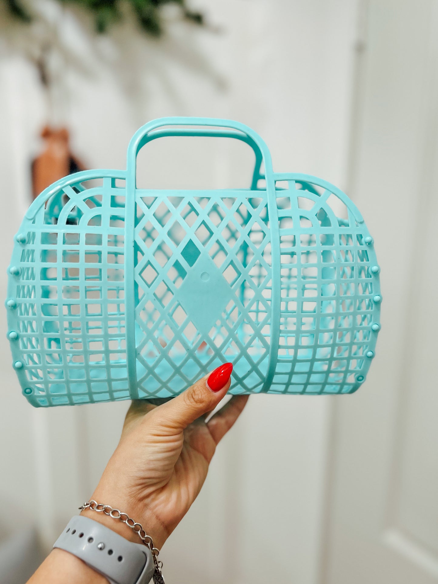 BABY BLUE PLASTIC WOVEN BAG