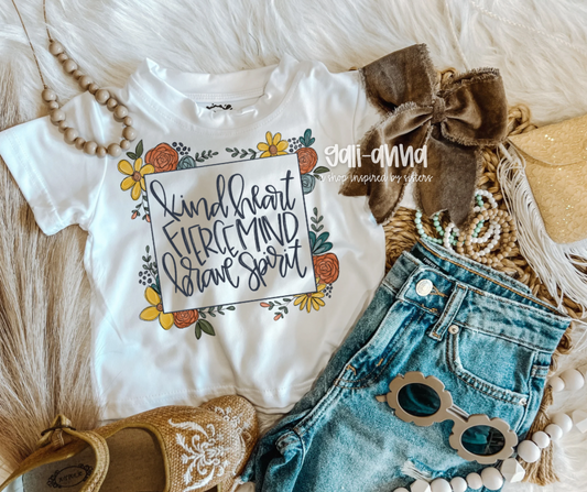 KIND, FIERCE & BRAVE KIDS TEE