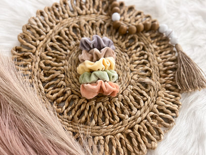 SWEET PASTEL VELEVT SCRUNCHIE BARRETTES