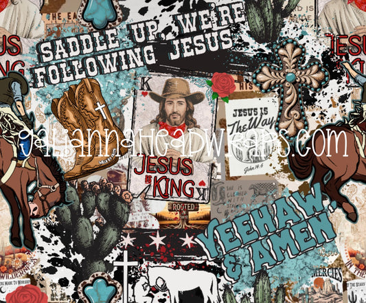 JESUS IS KING WESTERN- TURQUOISE COLORWAY *LSK