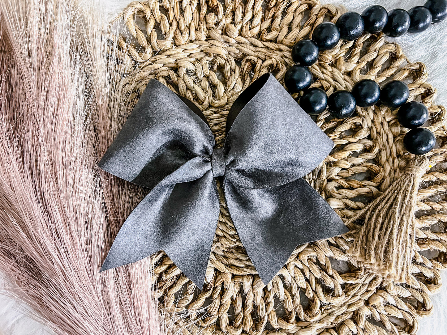 GREY SUEDE- CHEER BOW