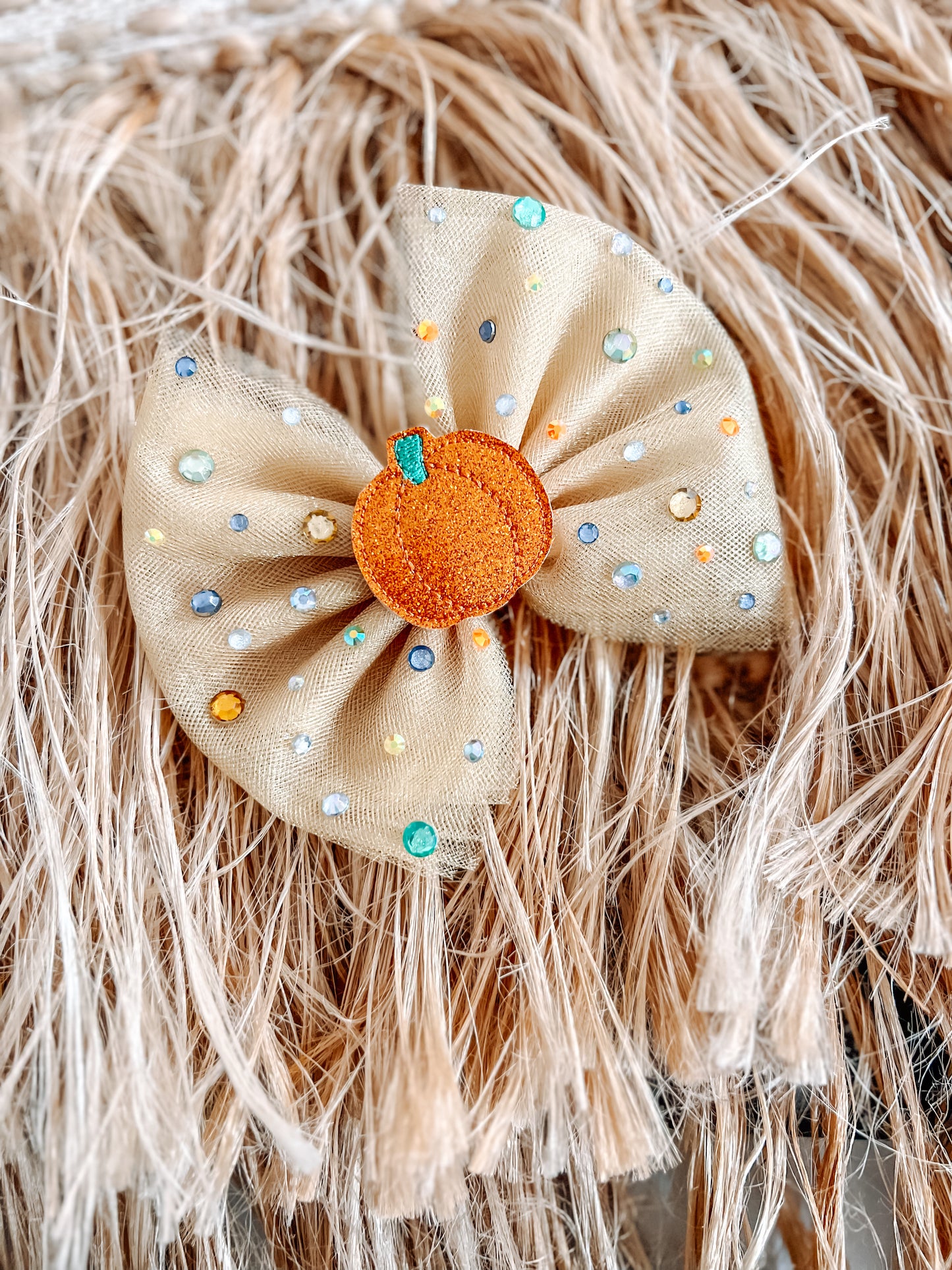 GLITTER PUMPKIN TULLE BOW