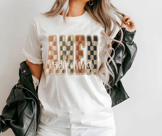 AMEN CHECK PATCH ADULT TEE