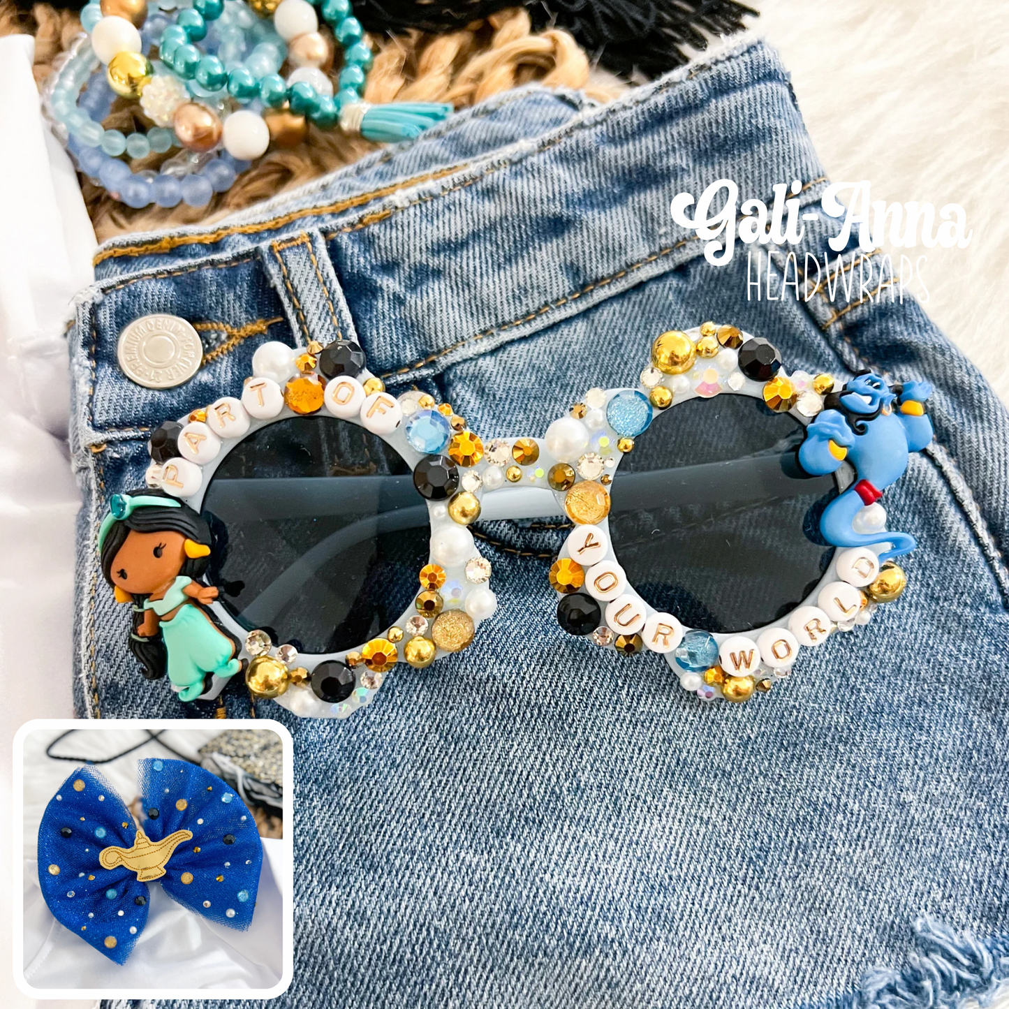 BLUE PRINCESS BOW & SUNNIES BUNDLE