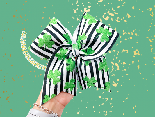 STRIPED CLOVER - PUFF CHEER BOW