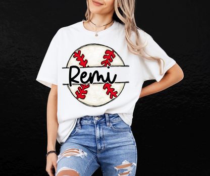 BASEBALL NAME ADULT TEE