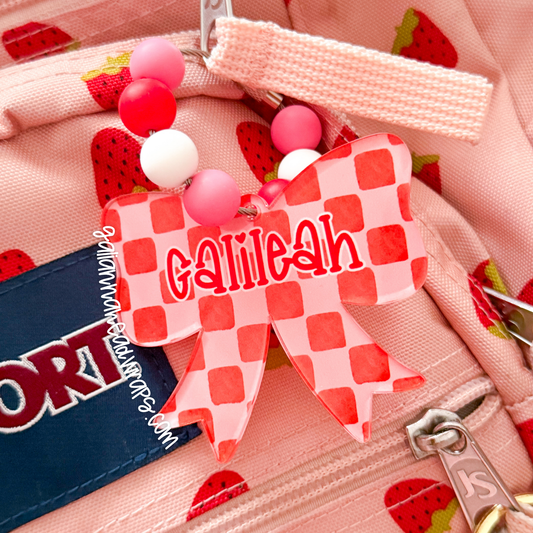 BOW ACRYLIC PERSONALIZED BAG TAG
