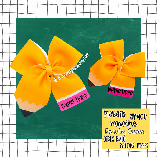 PENCIL NAME CHEER BOW