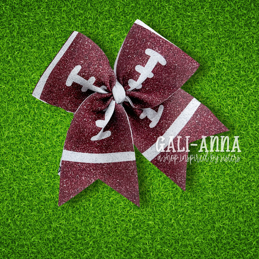 GLITTER FOOTBALL CHEER BOW