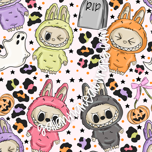 VIP PERK PRINT- SPOOKY MONSTERS LIGHT PINK COLORWAY *MWG