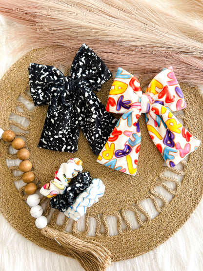 BACK TO SCHOOL SCRUNCHIE BARRETTES