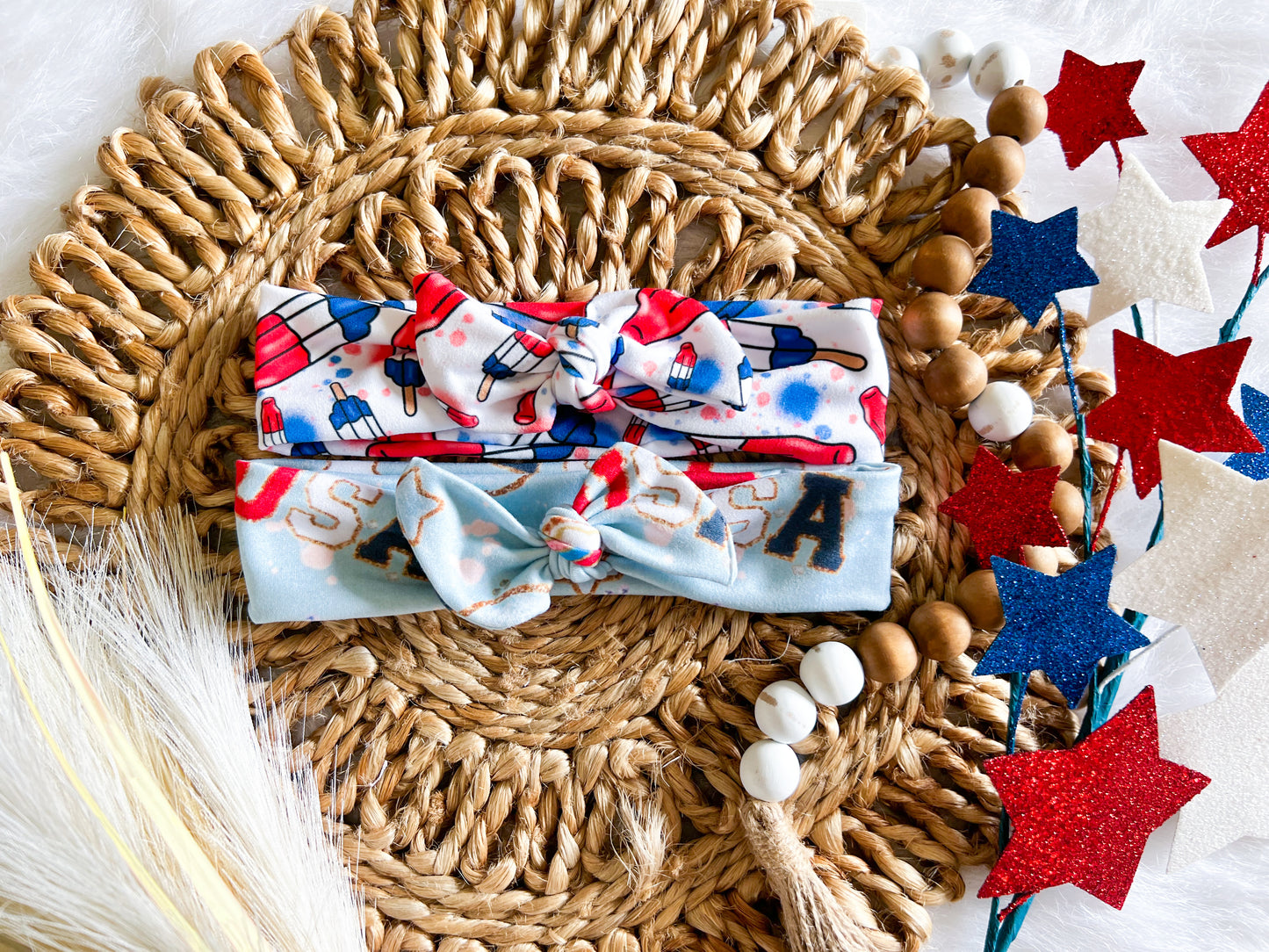 4TH OF JULY KNOTTED HEAD WRAPS