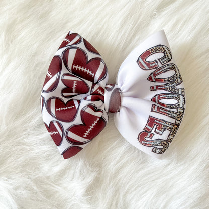 I HEART FOOTBALL TWO TONED BOW